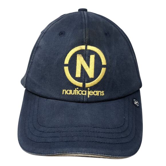 Nautica Jeans Slideback Hat Blue One Size Adjustable Embroidered 6 Panel - Picture 1 of 9